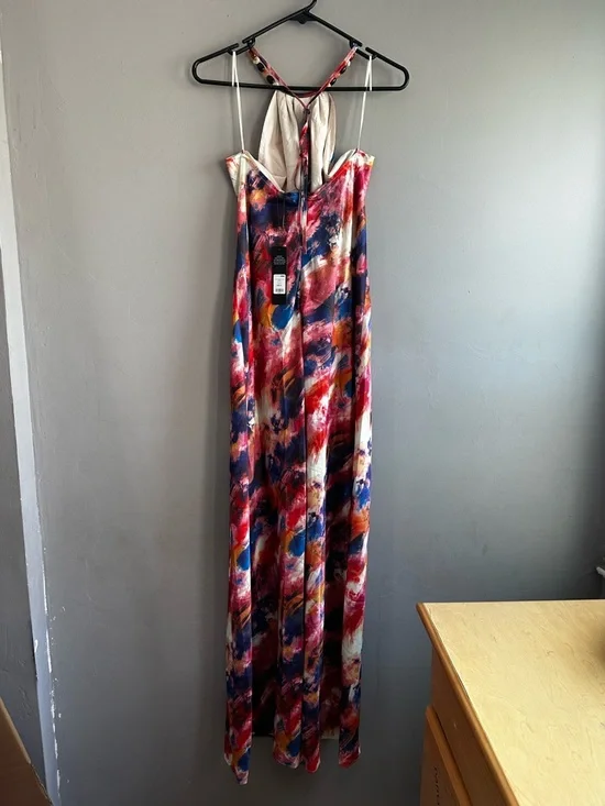 Fashion Nova Multi-Color Satin Strappy Maxi Dress - Picture 7 of 9